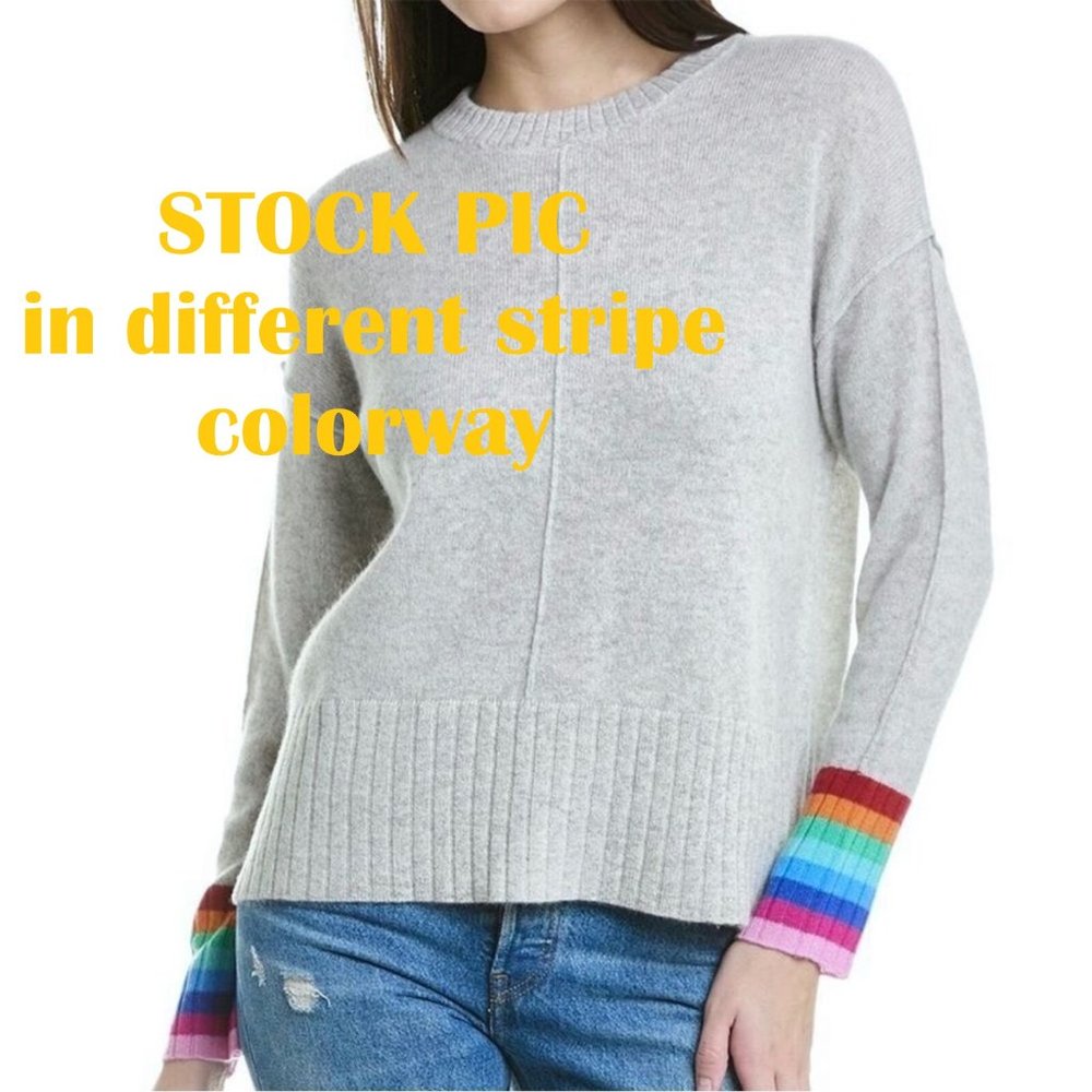 Alashan Cashmere Multicolor Stripe Boxy Crew Sweater - NWT Size Small